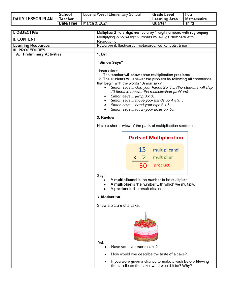 Mar.8 Catch UpMath | PDF | Multiplication | Cakes