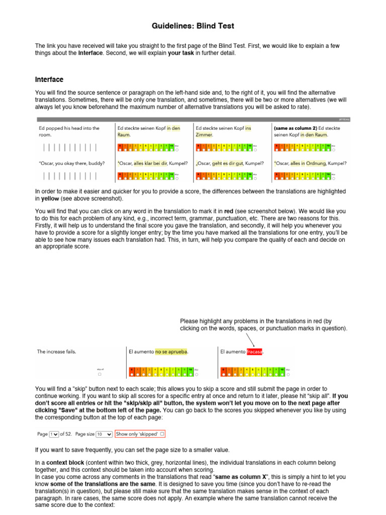 BlindTest_Guidelines | PDF | Translations | Grammar