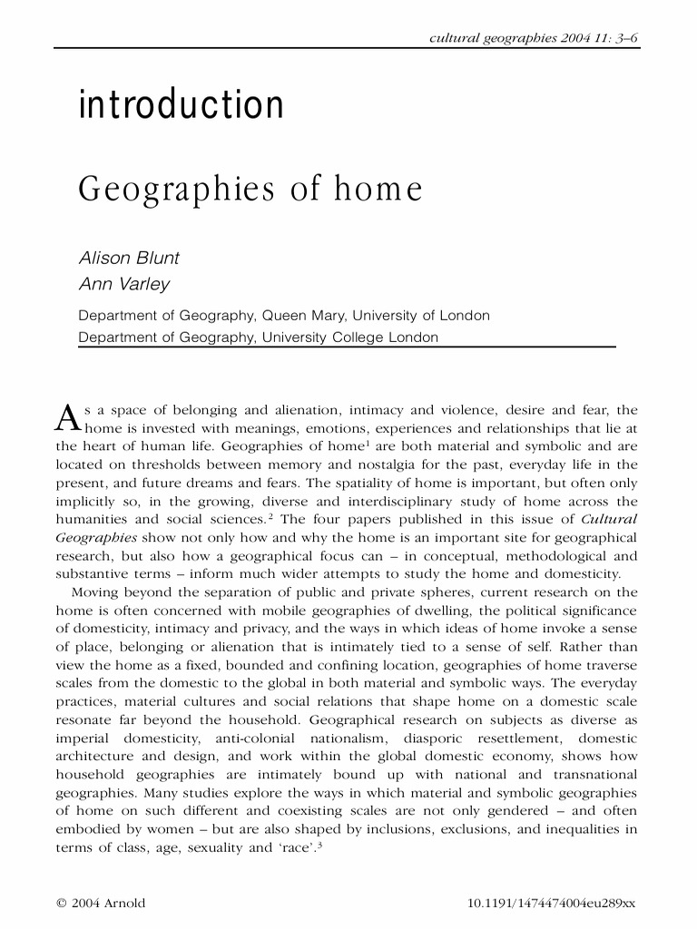 Geographies Of Home Pdf Geography Intimate Relationships