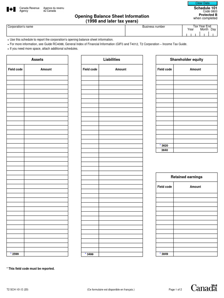 Opening Balance Sheet GIFI Codes | PDF | Retained Earnings | Equity ...