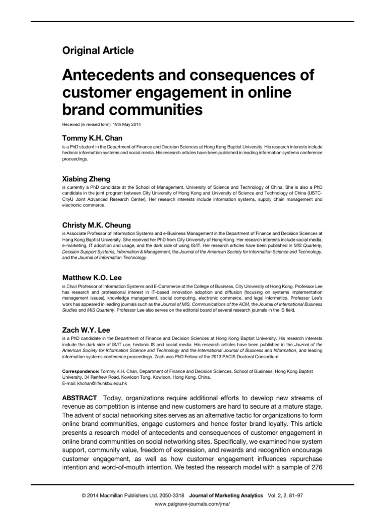 Antecedents and Consequences of Customer Engagement in Online | PDF ...