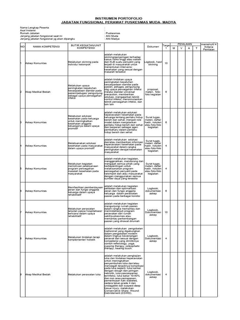 Instrumen Penilaian Perawat Puskesmas | PDF