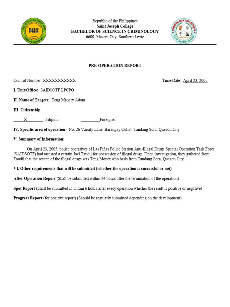 Amended - Pre-Operation-Report | PDF | Social Science