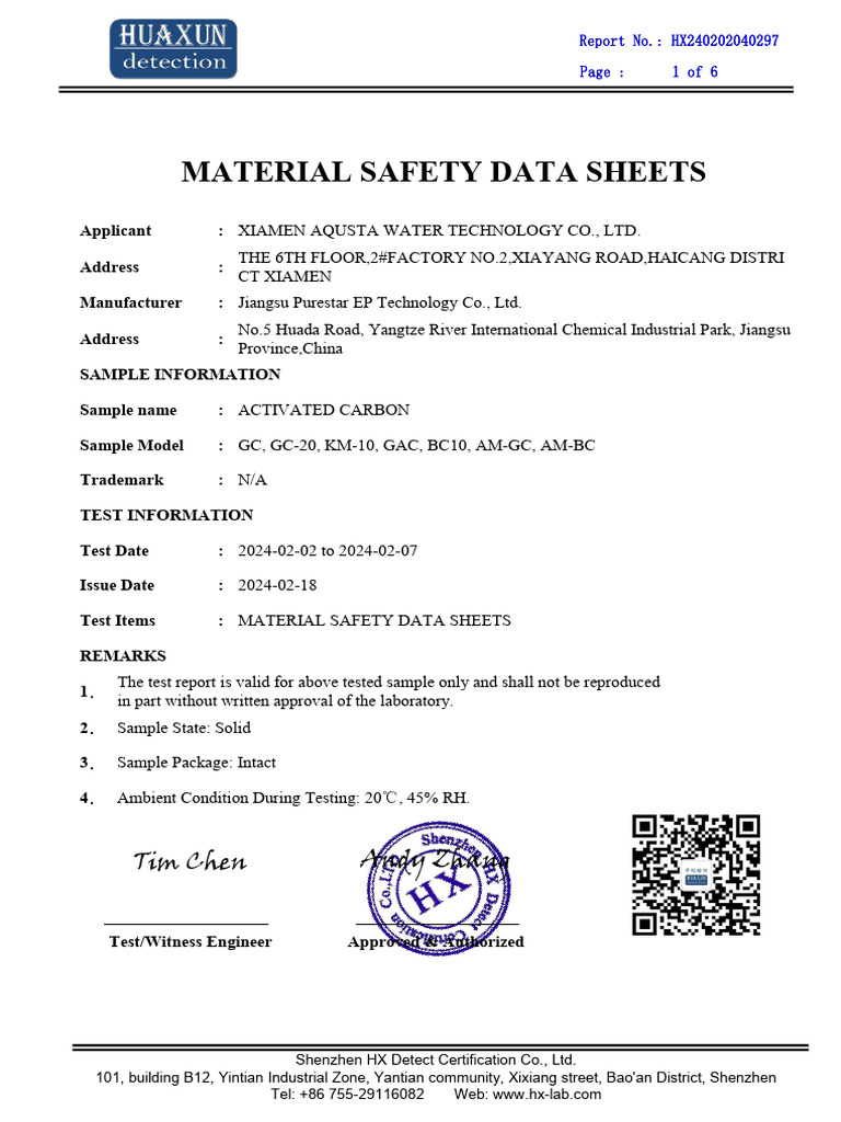 Activated Carbon Safety Data Sheet | PDF | Dangerous Goods | Personal ...