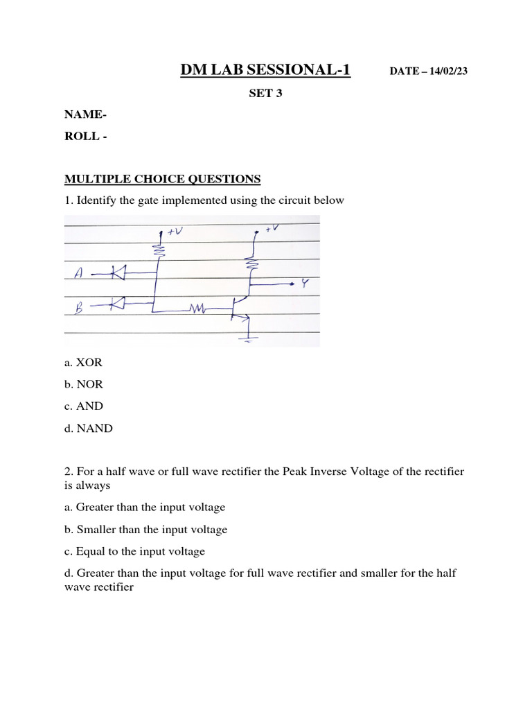 DM Lab Sessional 1 MCQ Questions | PDF