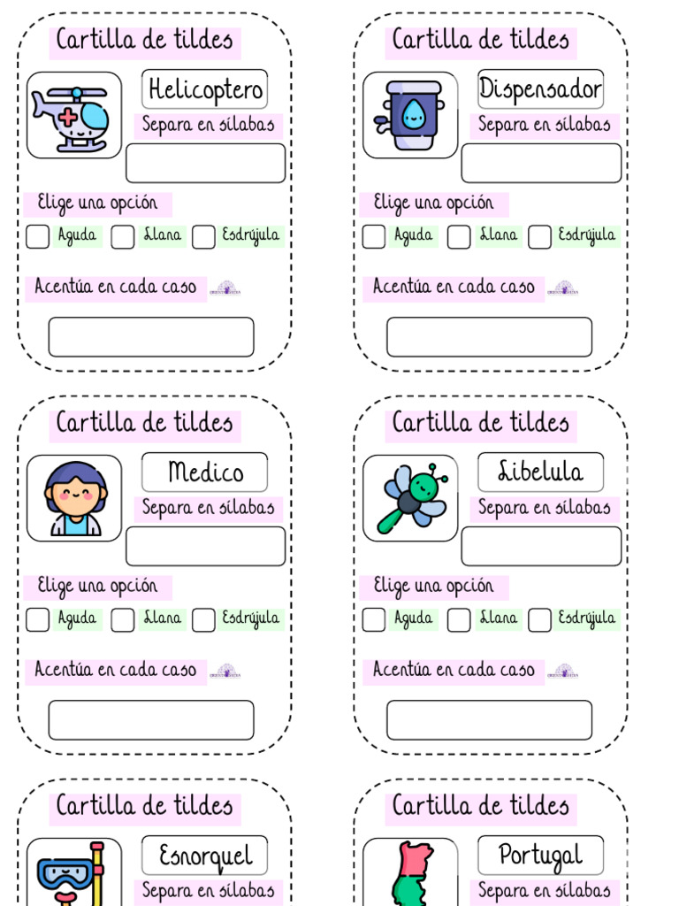 Mi Cartilla de Tildes | PDF | Estrés (lingüística) | Lingüística