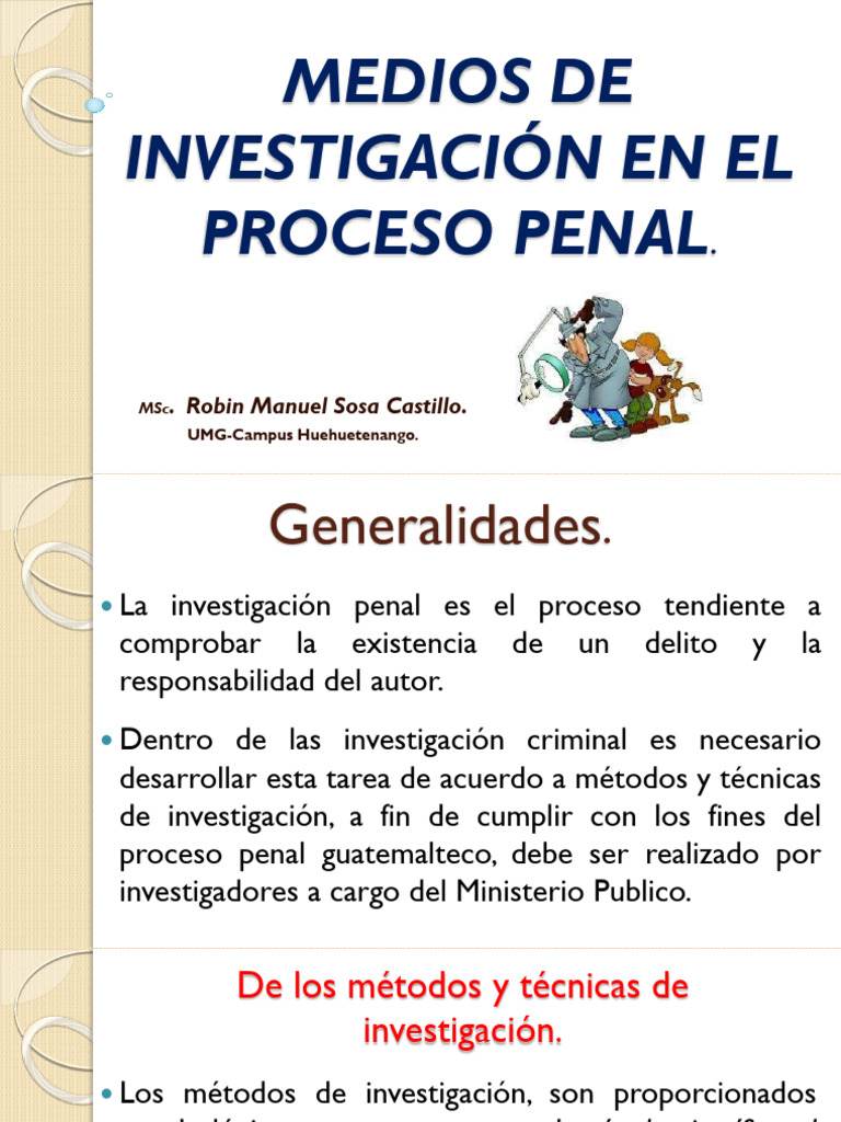 Medios de Investigación en el Proceso Penal | PDF | Evidencia (ley ...