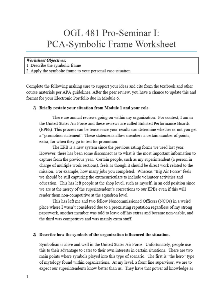 5 Symbolic Frame Worksheet | PDF | Leadership | Social Psychology