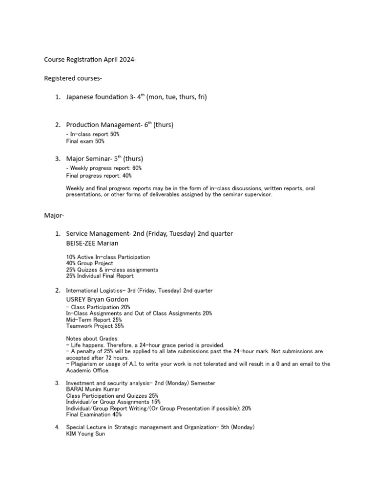 Course Registration April 2024 PDF Learning