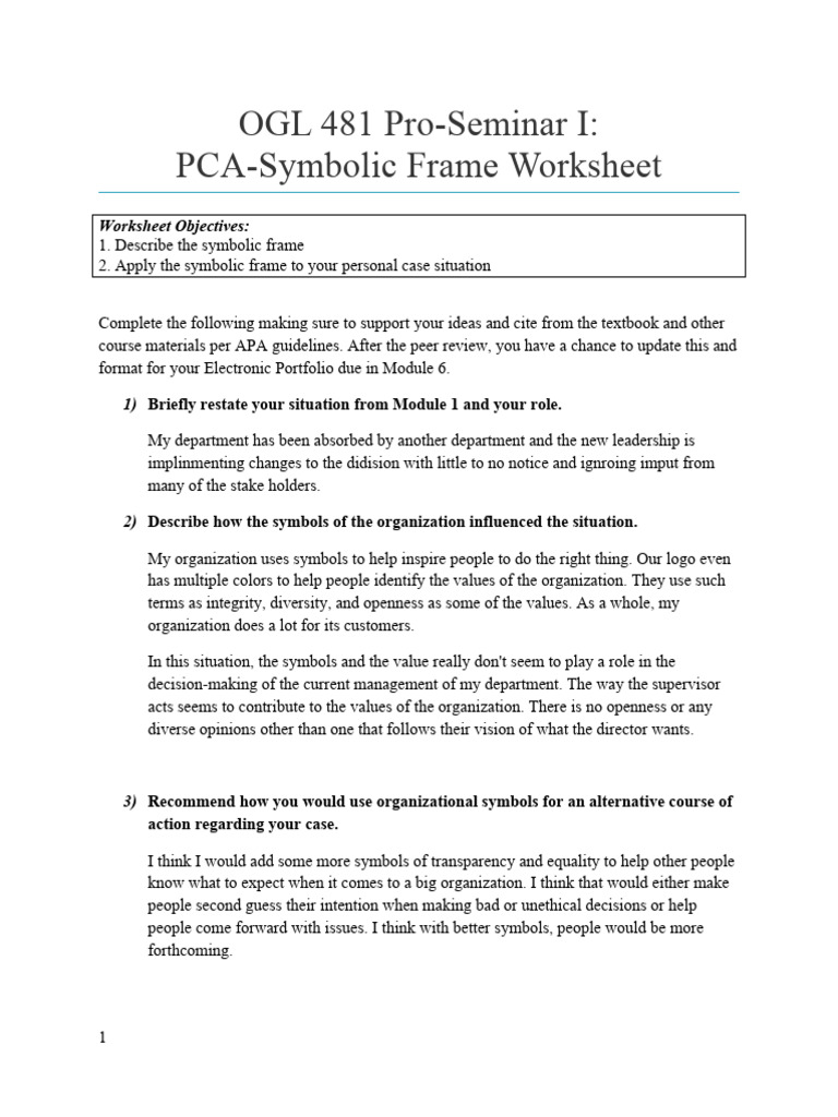 5 Symbolic Frame Worksheet | PDF | Human Communication | Social Psychology