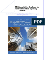 Dwnload full Original Quantitative Analysis For Management 13Th Edition By Barry Render pdf