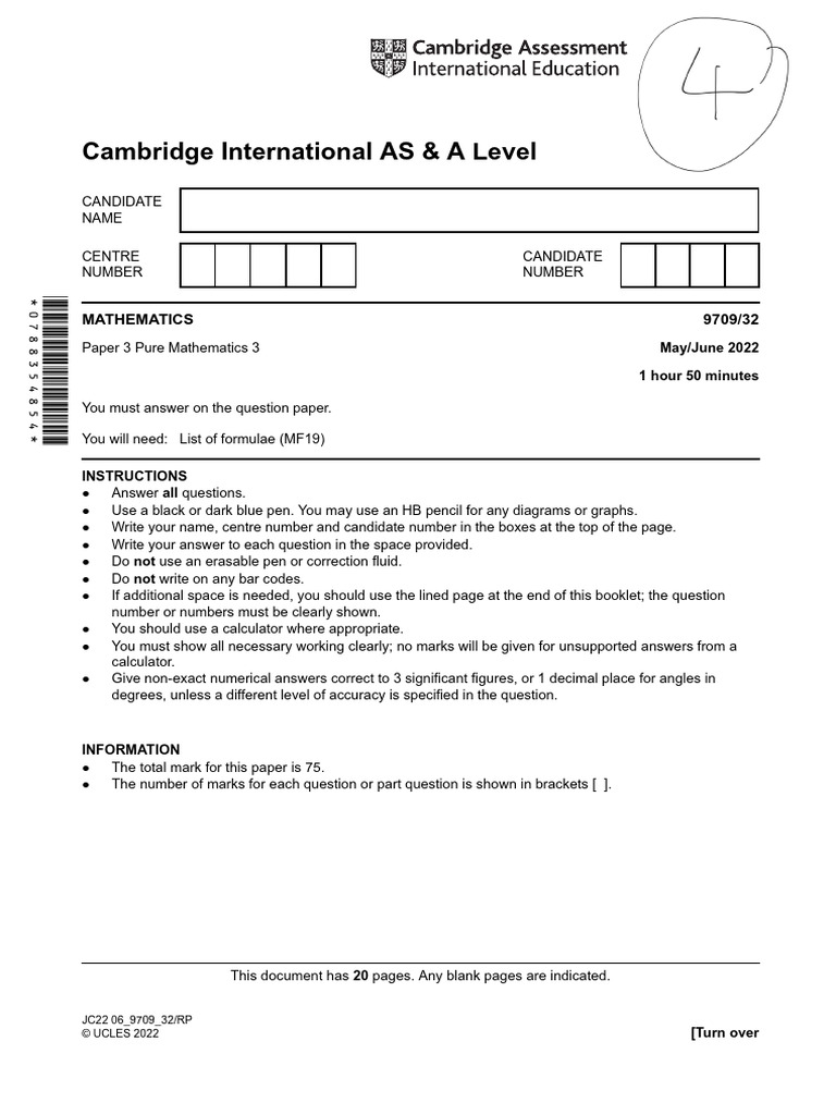 Cambridge AS & A Level Math Paper 3 | PDF | Equations | Algebra