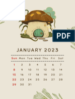 Calendar Beige Green Vintage Calendar 2023 Print A4 Document