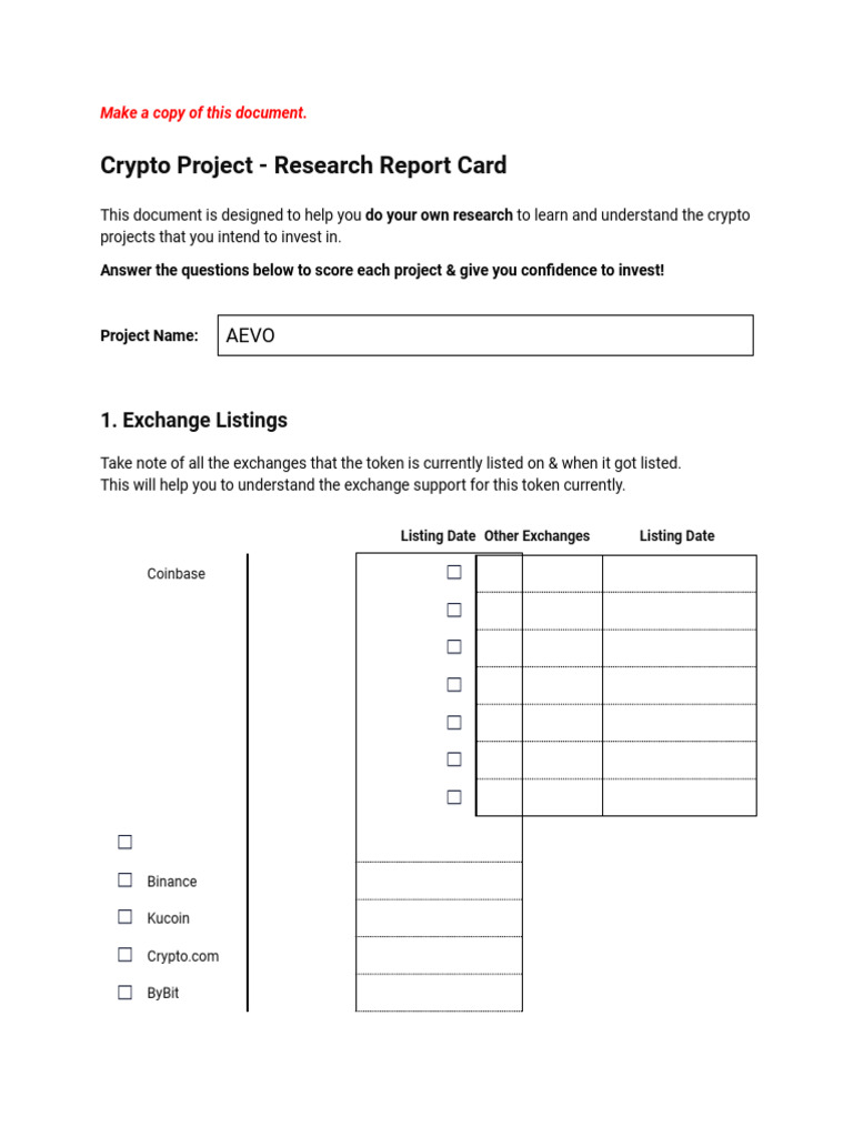 Crypto Report Card Template | PDF | Cryptocurrency | Regulatory Compliance