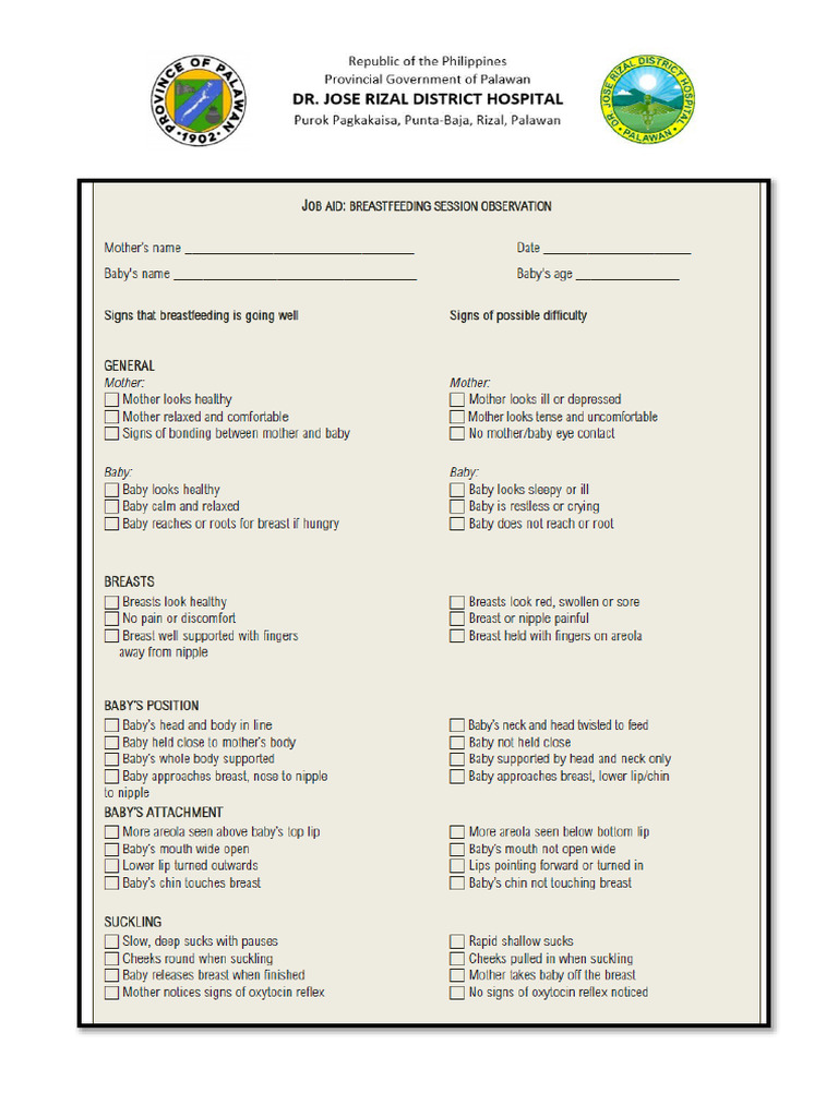 Job Aid Breastfeeding Session Observation PDF