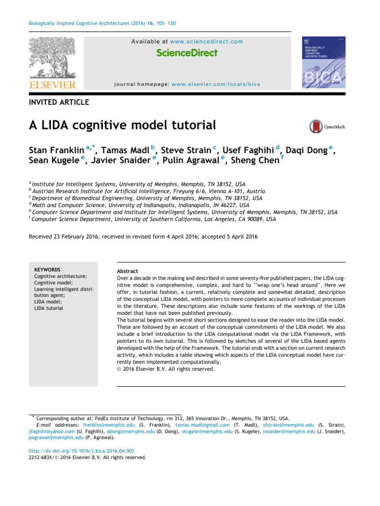 LIDA Cognitive Model Tutorial | PDF | Consciousness | Neural Oscillation
