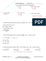 Worksheet A Key Topic 2.12 Logarithmic Function Manipulation