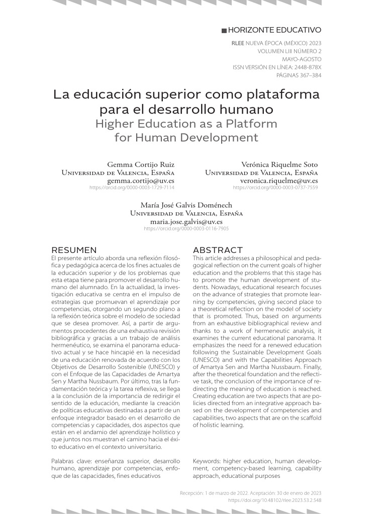 Enfoque de Capacidades en Educación Superior | PDF | Aprendizaje ...