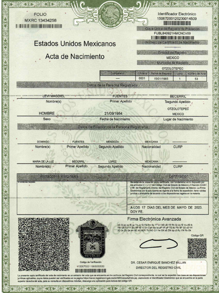 Acta de Nac Levi | PDF