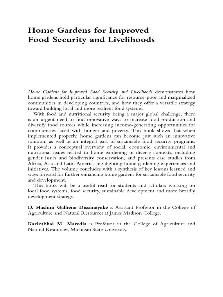 Hashini, 2020, Home Gardens For | PDF | Agriculture | Food Security
