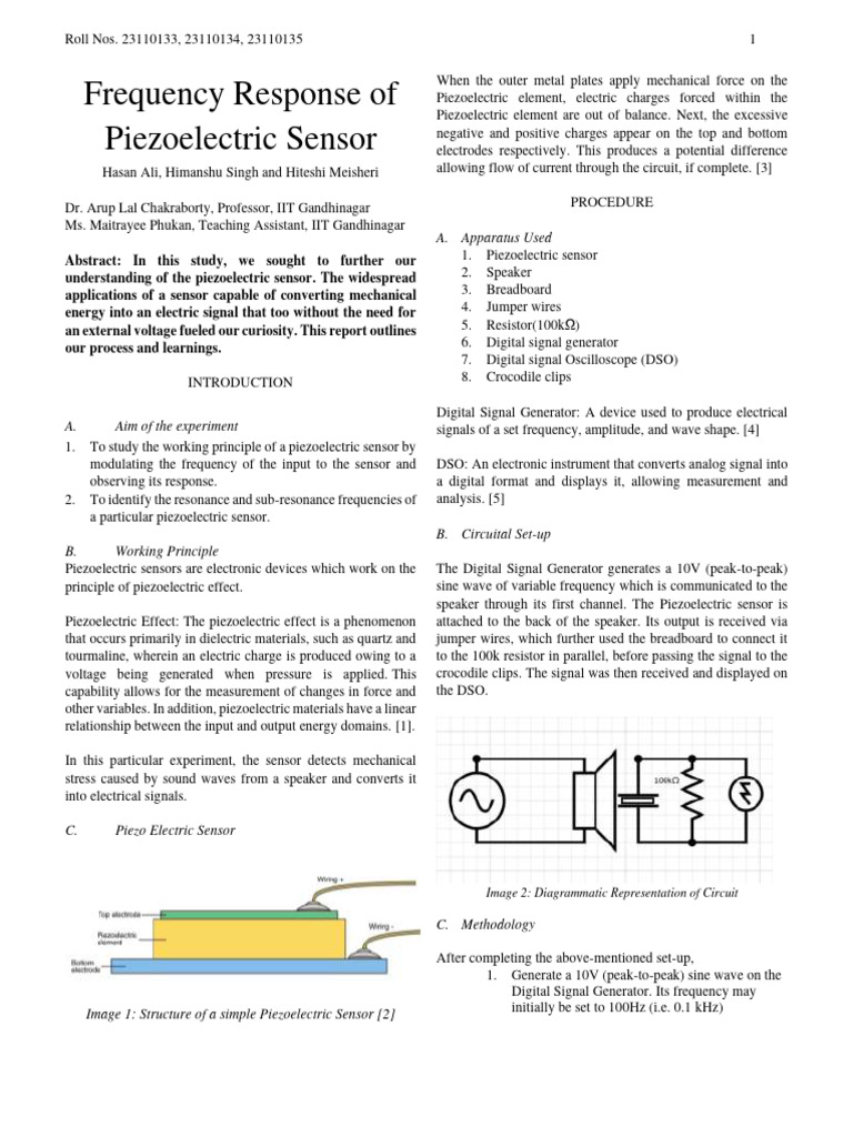 Piezoelectric Sensor Frequency Response | PDF | Piezoelectricity | Sensor