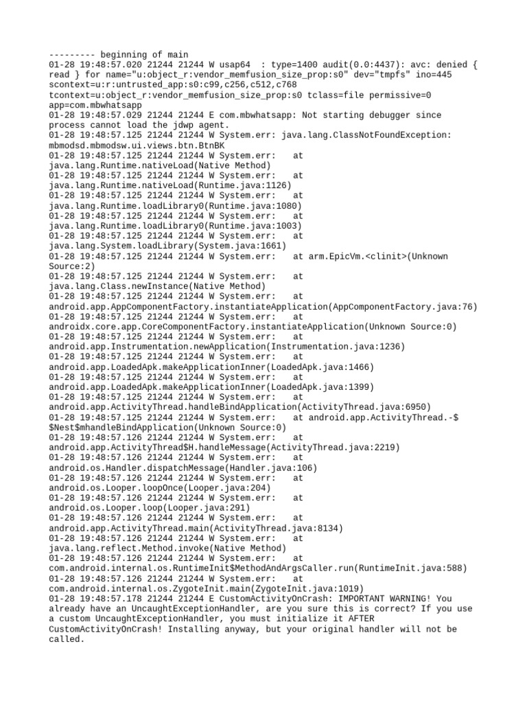 WhatsApp App Load Errors and Warnings | PDF | Java (Programming ...