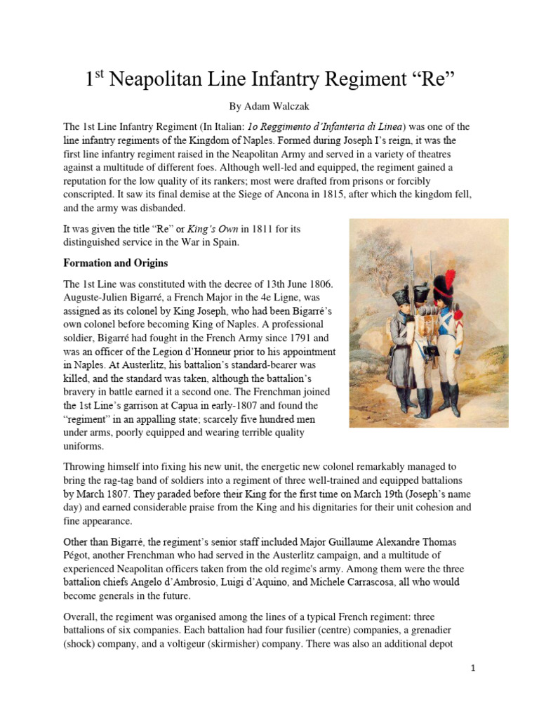 1st Neapolitan Line Infantry Overview | PDF | Regiment | Brigade