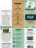 Folleto Tríptico Ecológico Reciclar Medio Ambiente Scrapbook A Mano Verde y Blanco