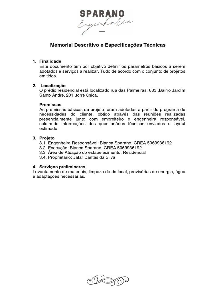 Memorial Descritivo de Reforma Residencial | PDF | Drywall