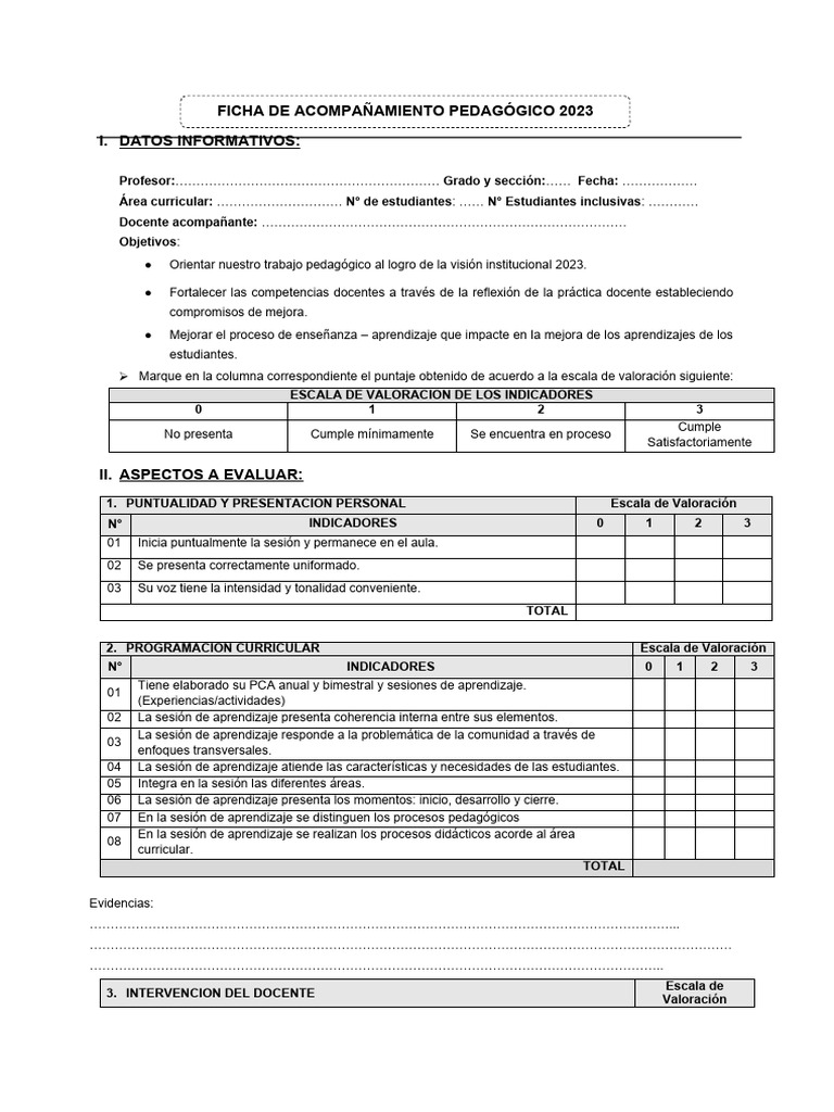 Ficha de Monitoreo 2023 | PDF | Evaluación | Maestros