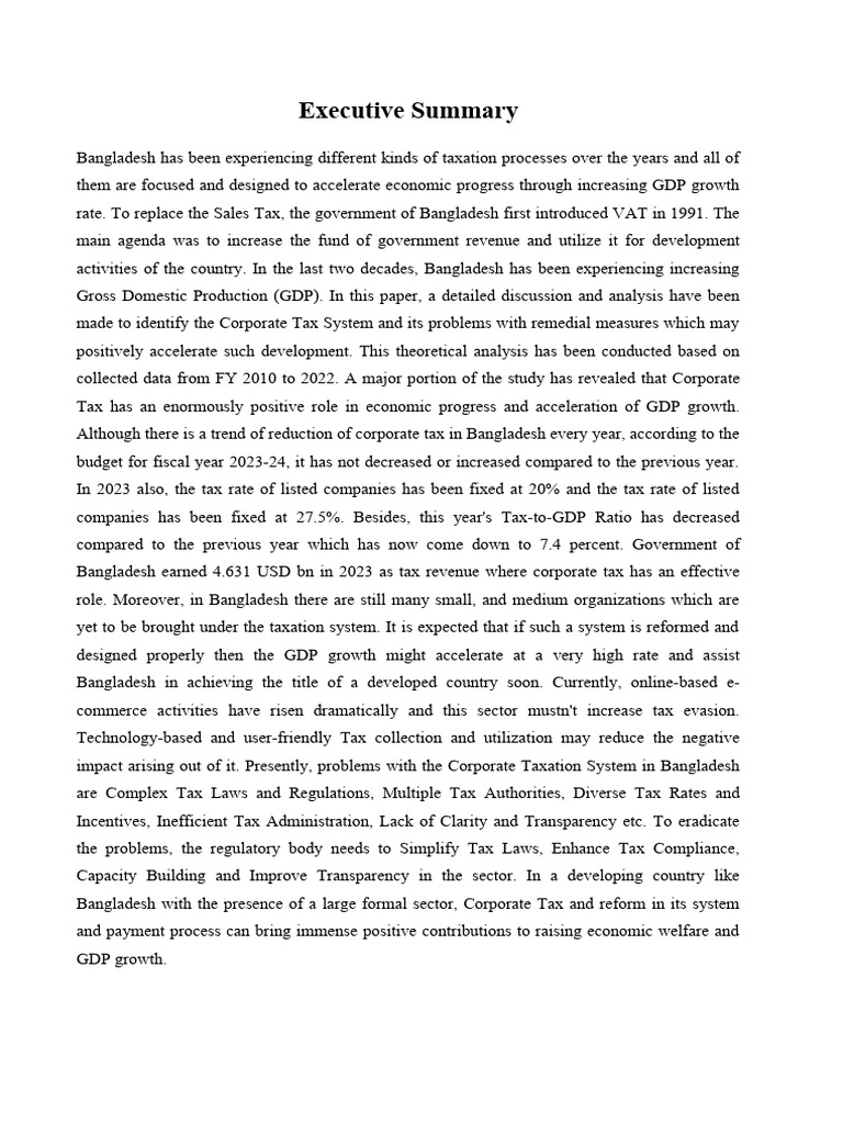 Corporate Tax System in Bangladesh Analysis | PDF | Taxes | Indirect Tax