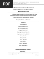 The Relationship Between Learning Environment and Scholastic Performance of Grade 10 Students in Matictic Integrated School