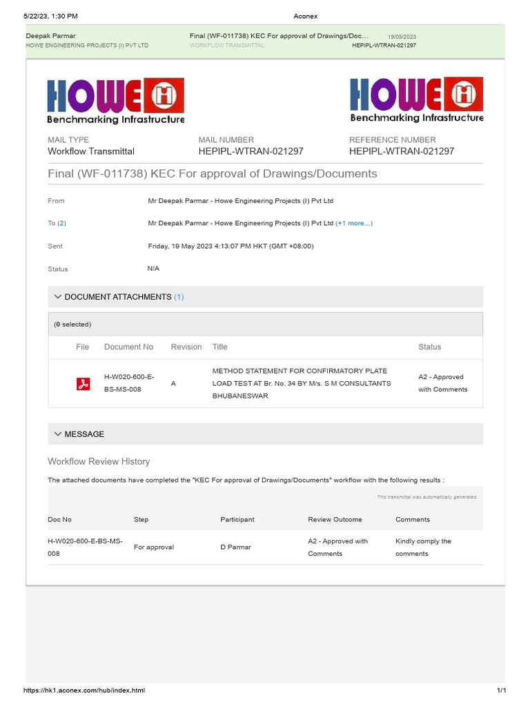 Method Statement For Plate Load Test at Br.34-A2 Approved | PDF ...