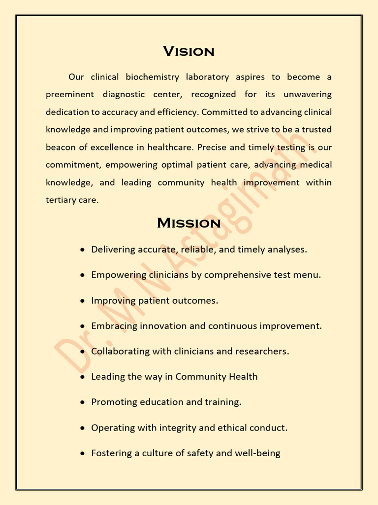 Premier Clinical Biochemistry Lab Vision | PDF | Science & Mathematics