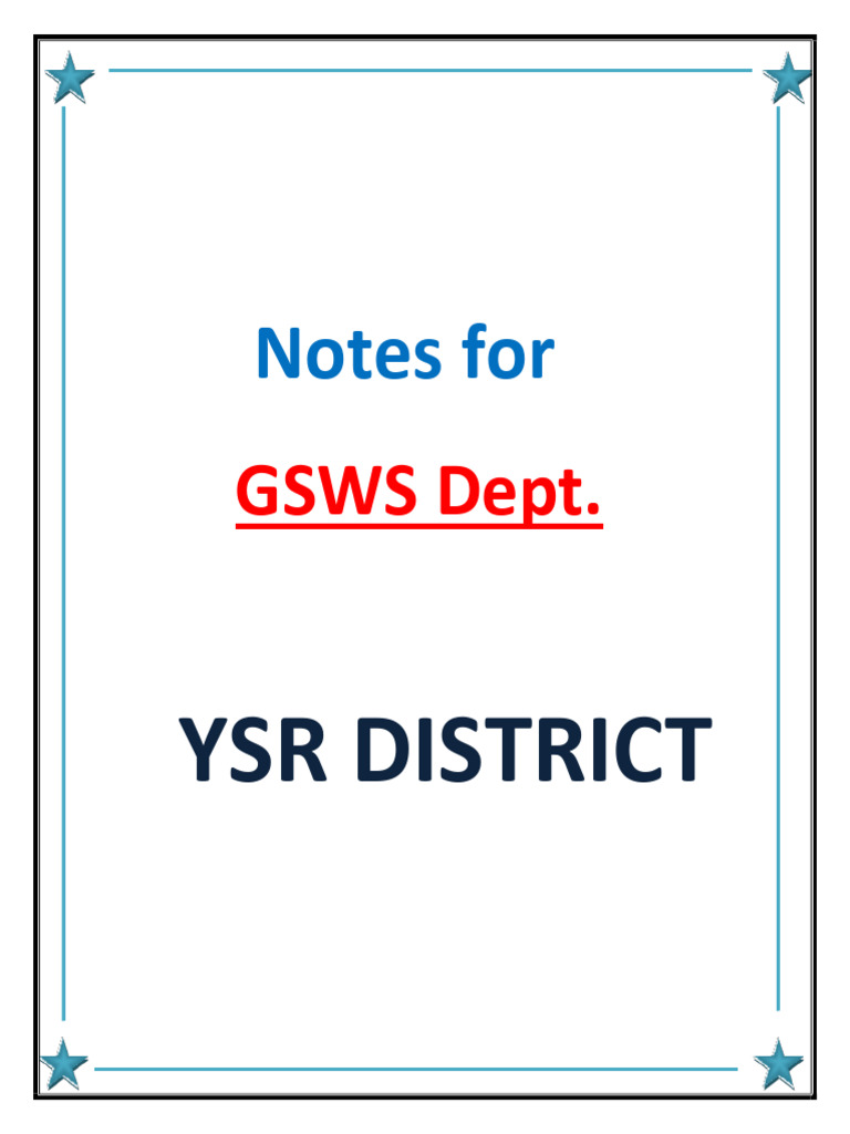 GSWS Department Notes 13.03.2024 | PDF | South India