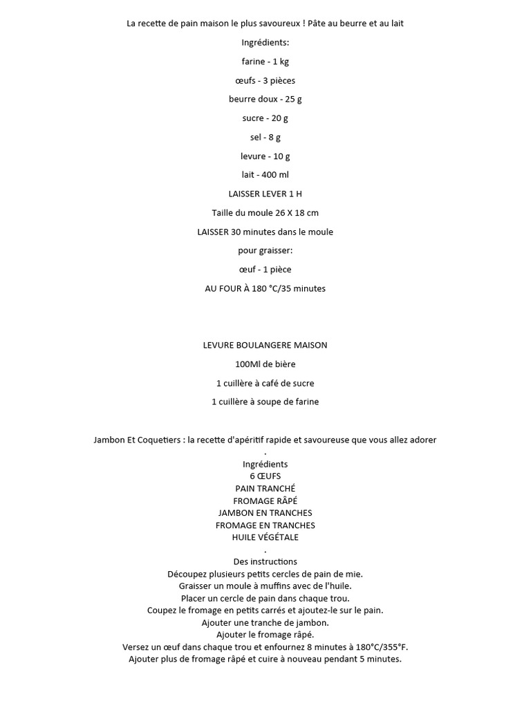 Recette de pain maison savoureux | PDF | Pains | Fromage