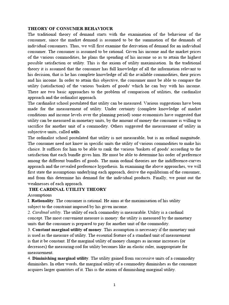 Understanding Consumer Behavior Theory | PDF | Utility | Microeconomics