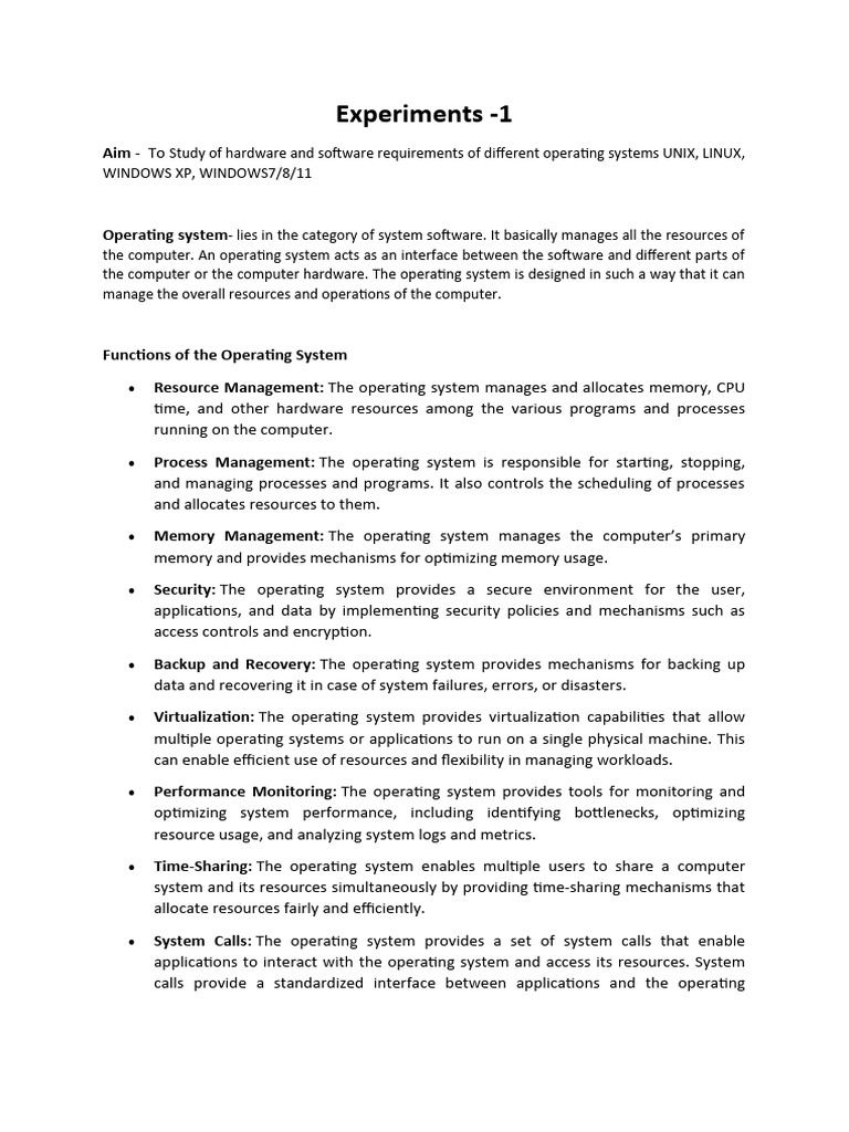 Hardware & Software Specs for OSs | PDF | Operating System | Microsoft ...