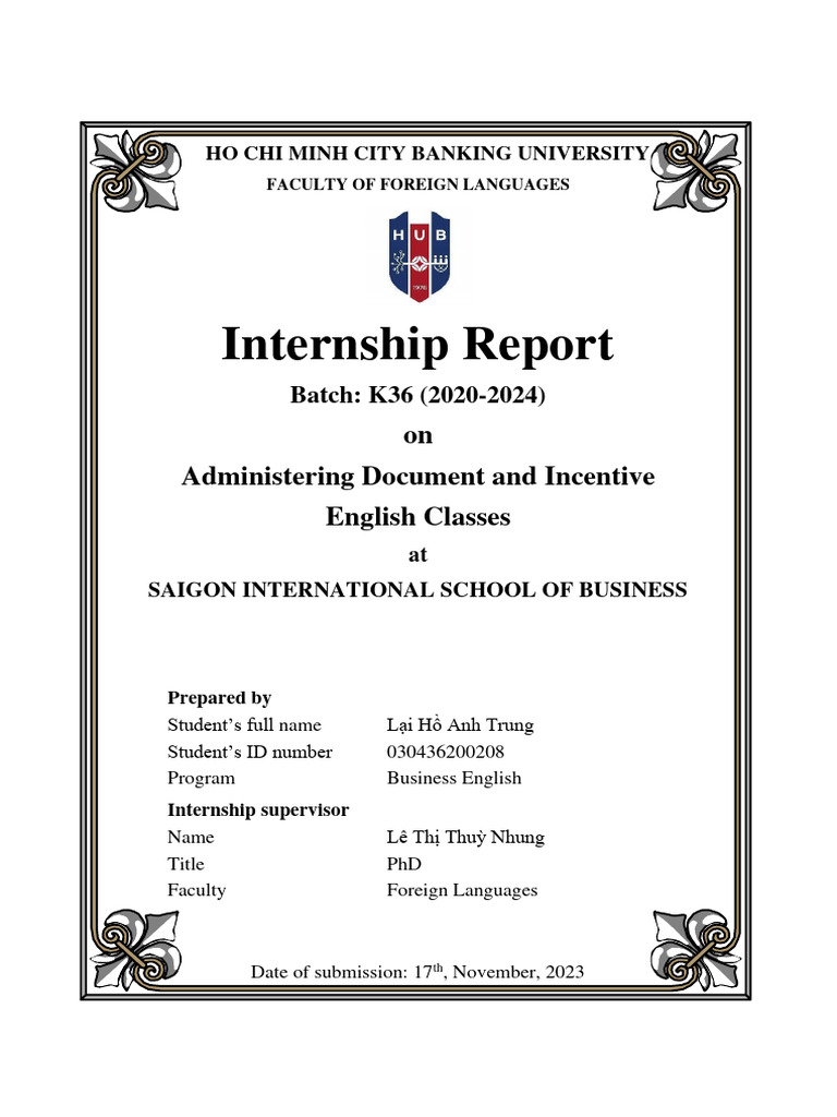 Internship Report in HR Field by Lai Ho Anh Trung in 2023 | PDF