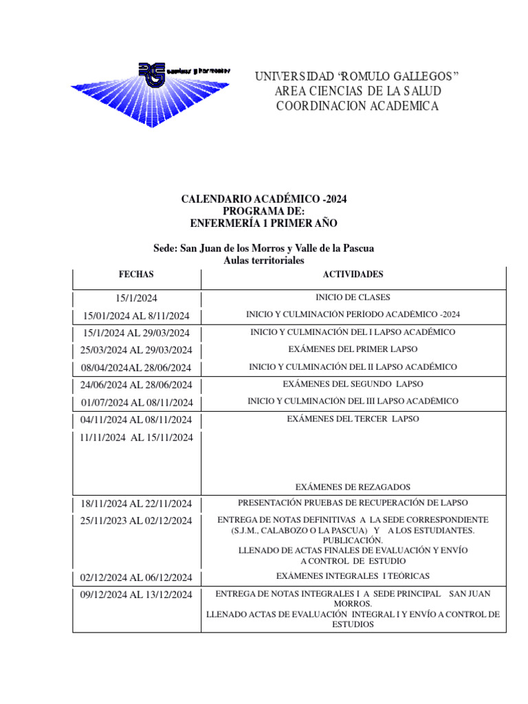 Calendario Academico 2024 | PDF