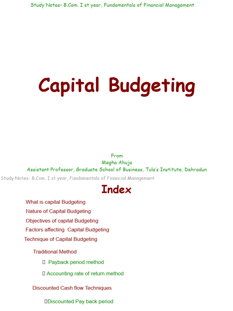Capital Budgeting - B.com Notes | PDF | Capital Budgeting | Depreciation
