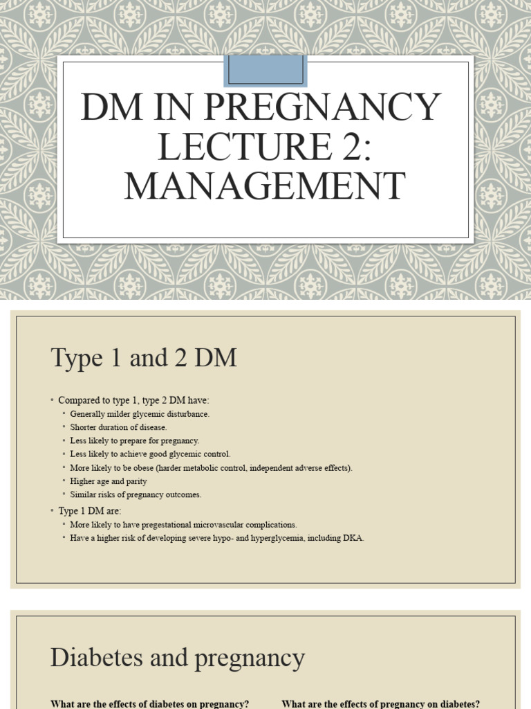 Diabetes Management in Pregnancy Guide | PDF | Gestational Diabetes ...