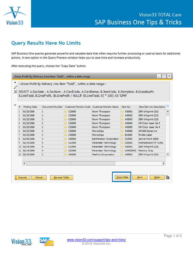 SAP Business One Query Tips & Tricks | PDF