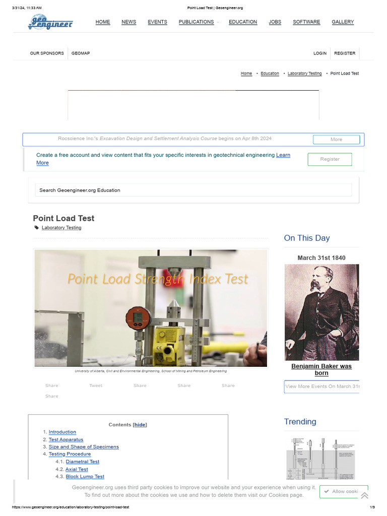 Point Load Test for Rock Strength | PDF | Strength Of Materials ...