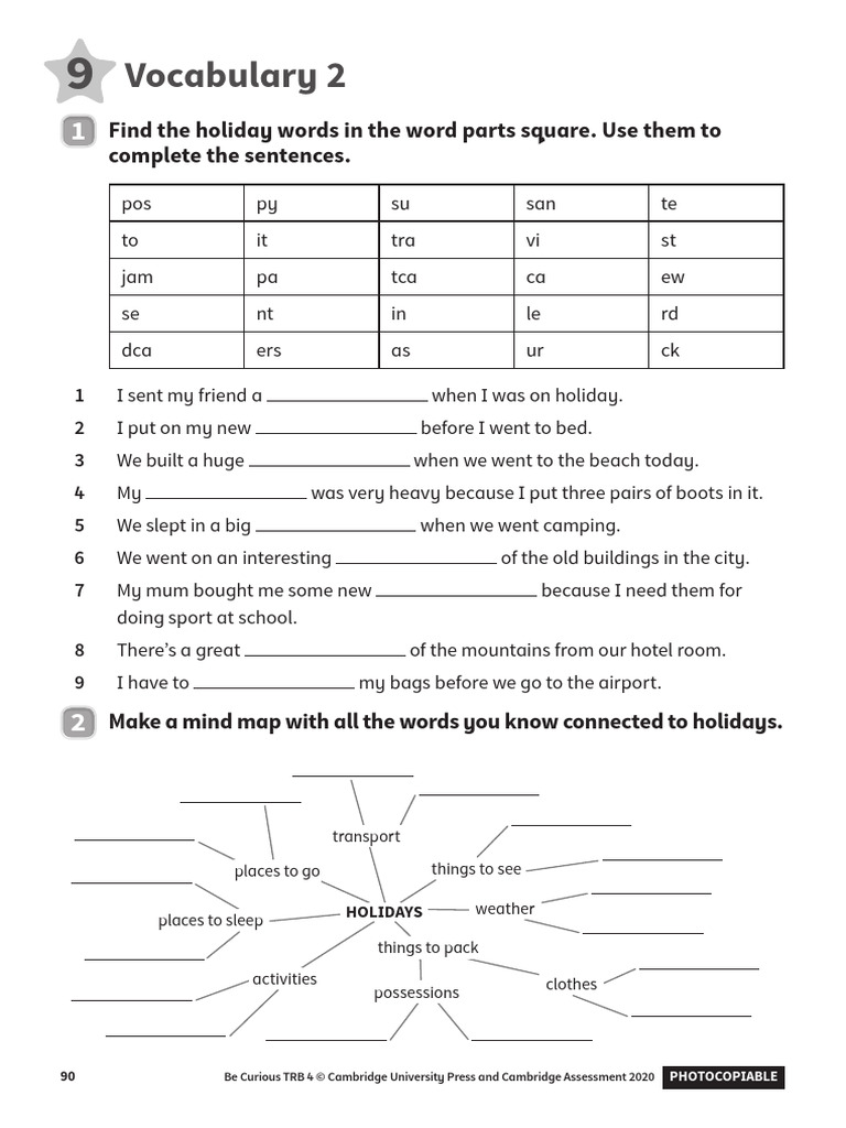 Vocabulary Worksheet - Unit 9 - 2 | PDF