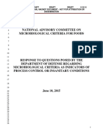 Response to Questions Posed By the Department of Defense Regarding Microbiological Criteria As Indicators of Process Control or Insanitary Conditions 