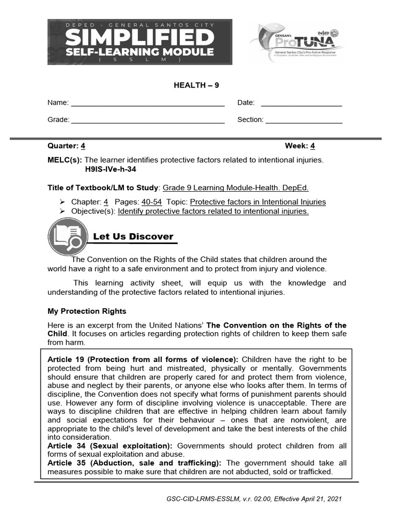 Quarter 4 Health 9 Week 4 | PDF | Bullying | Violence