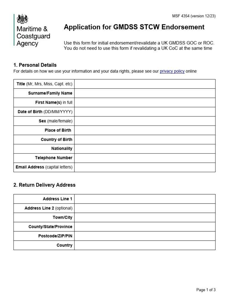 GMDSS STCW Endorsement Application Form | PDF | Banks | Cheque