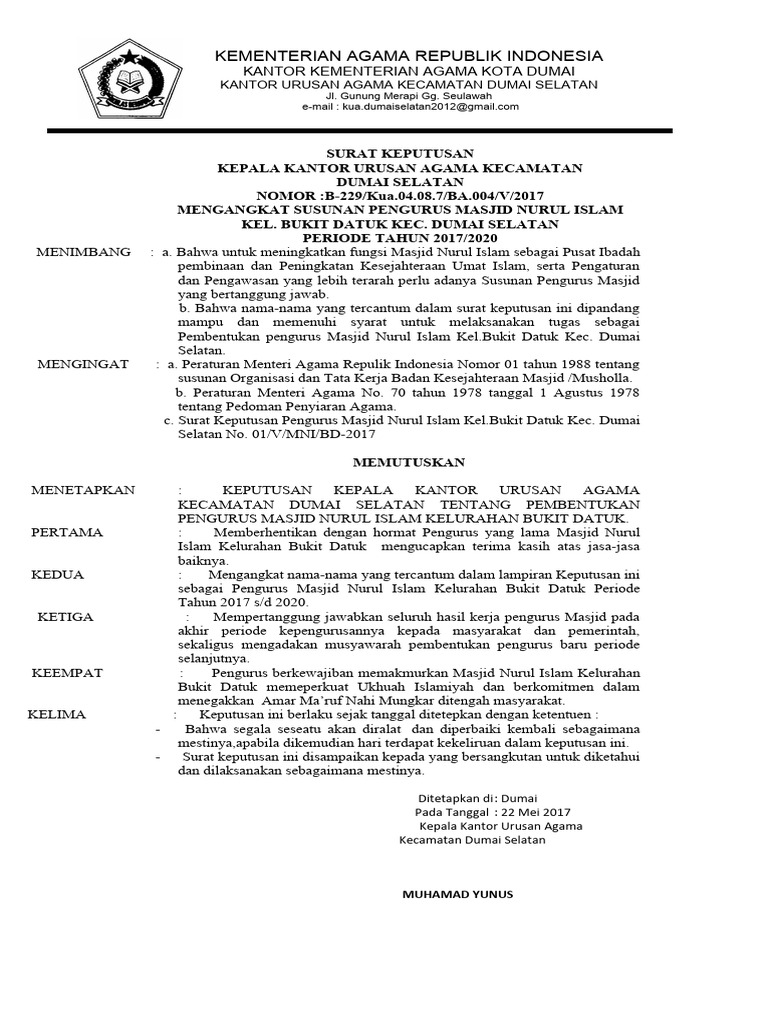 Sk Pengurus Mesjid Dari Kua Pdf