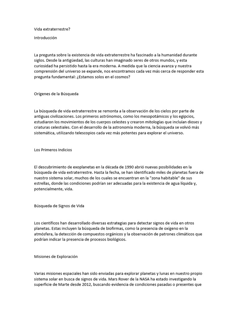 Búsqueda de Vida Extraterrestre | PDF | Vida extraterrestre | Vida